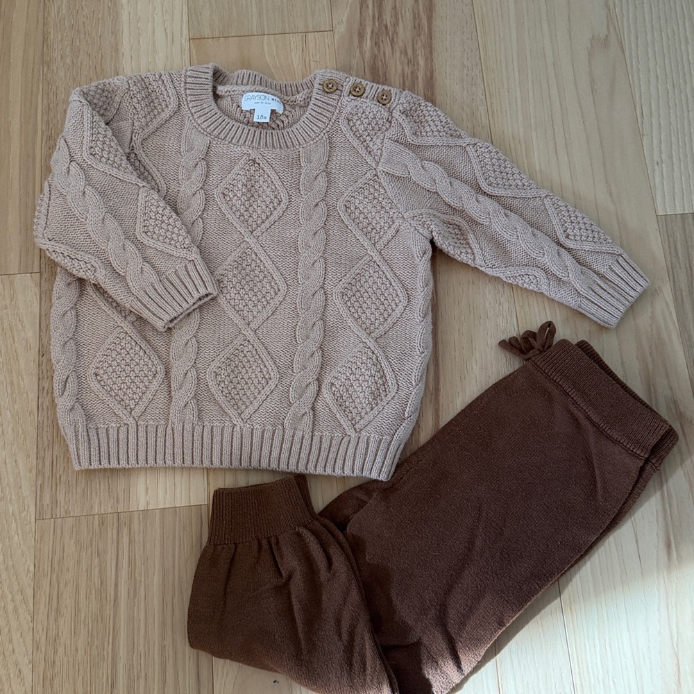 Cable Knit Sweater and Knit Pants Set